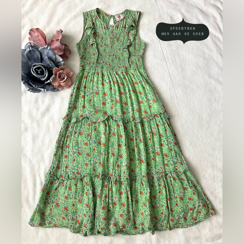 BANJANAN Green Iris Dress Size Medium